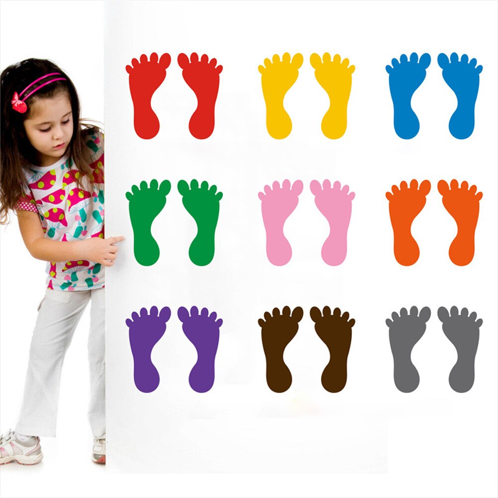 9 Pairs Kindergarten Fußabdrücke Aufkleber Kleine Knöchel Boden Aufkleber Wasserdicht Klebstoff Boden Badewanne Aufkleber