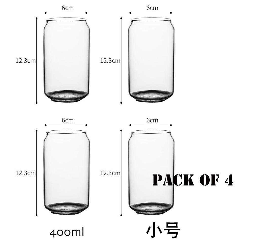 4 stk cola dåse formet glas, drikkeglas: 400ml sæt  of 4