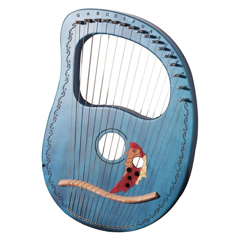Lyre Harp 16 String Harp Heptachord Solid Wood Lye Harp with Tuning Wrench for Music Lovers Beginners: Blue