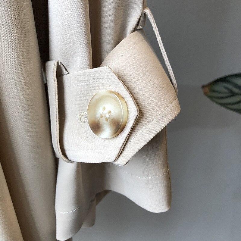 Chiffon Female Trench Coat Autumn Beige Women's Long Trench Solid Color Loose Coat Summer Office Ladies Outerwear Cardigan