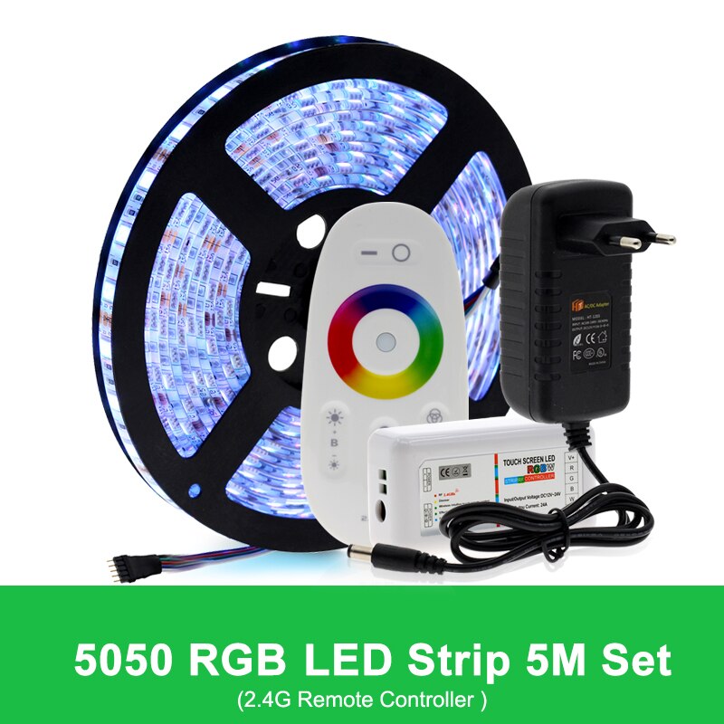 5M 5050 LED Strip DC12V RGB/RGBW/RGBWW Flexibele Licht Tape 300 LEDs RGB Kleur LED Strip set + Afstandsbediening + Power Adapter: RGB 2.4G Touch / Waterproof