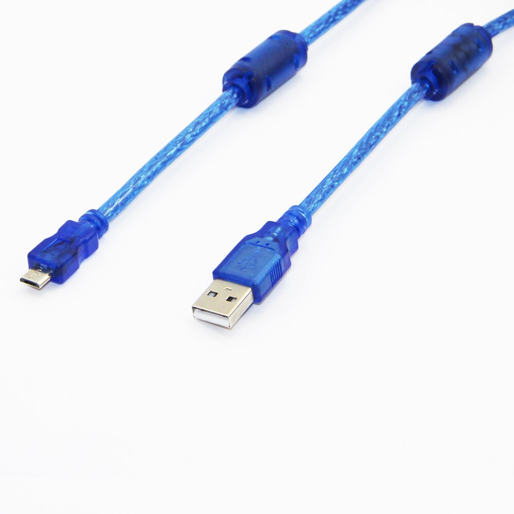 Bochara 10m 33ft Micro USB 2.0 Data Cable USB Type A to Mirco USB 2.0 Male Dual Shielding(Foil+Braided inside) Transparent Blue