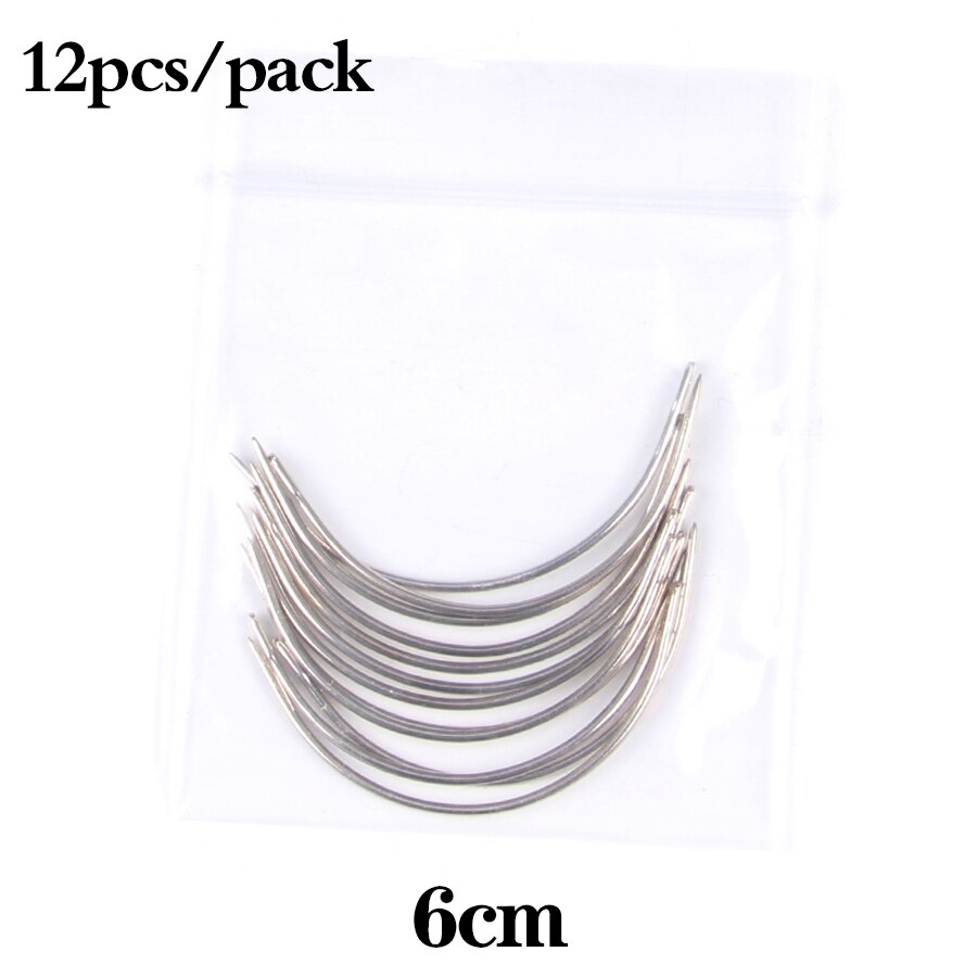 Alileader Bulk Gebogen Naald Voor Haar Weven Cap Pruiken Naalden 12 Stks/pak 6Cm/9Cm C-Type hand Naaien Naalden Set Gebogen Naalden: 6cm 12pcs c pins