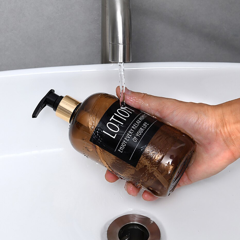 500Ml Badkamer Shampoo Douche Flessen Hervulbare Zeepdispenser Druk Dispenser Met Aparte Label Stickers