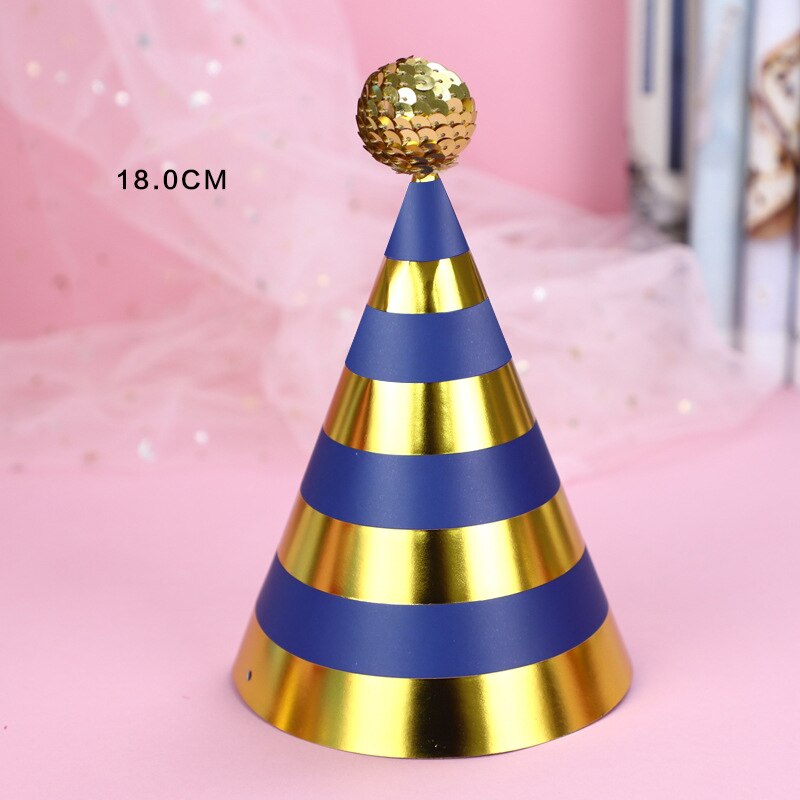Sombrero de cumpleaños rosa dorado cumpleaños topper niño cumpleaños aniversario de bodas decoración topper de la torta: blue line