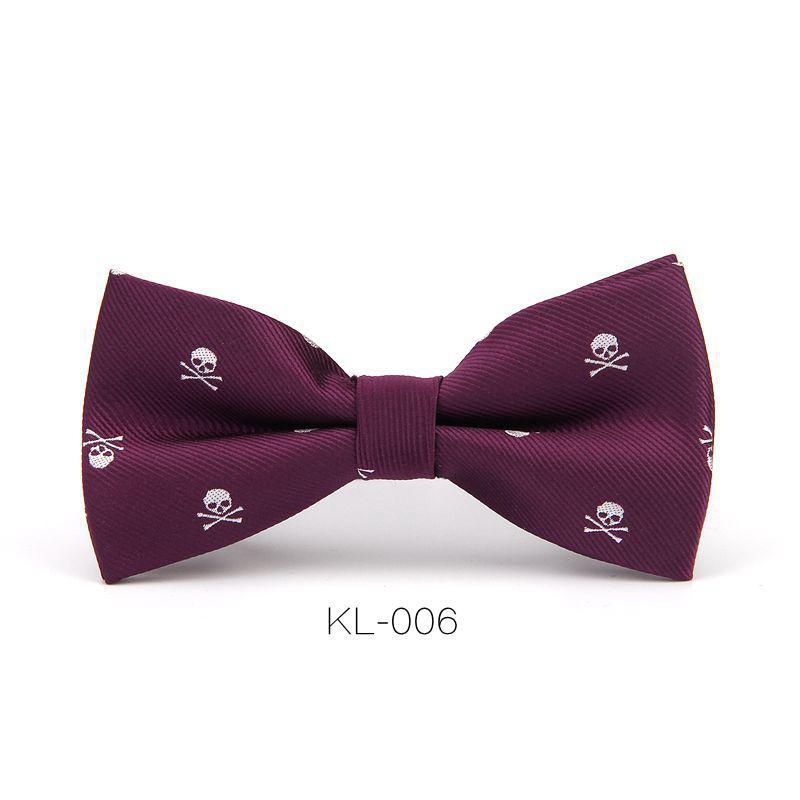 Pajarita ajustable de calavera para hombre, nueva corbata de lazo a la para ocio, color negro, vino y rojo,: KL006