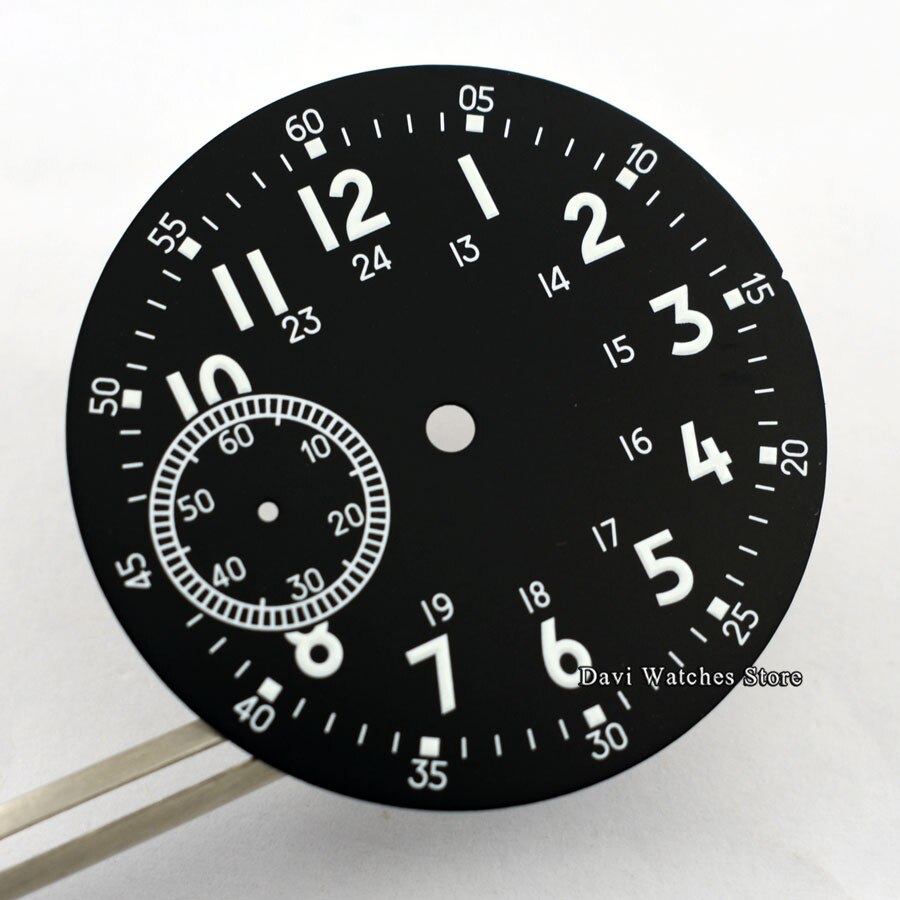 Corgeut/steril 38.9mm sorte urskive lysende mærker passer til eta 6497 havmåge  st36 urværk: A2- intet logo