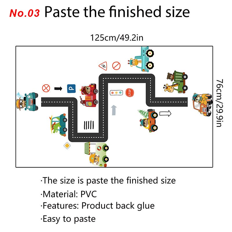 Engineering Vehicles Cartoon Wall Stickers for Kids Room Decoration Home Decor Art Murals Removable DIY Decals for Kindergarten: No.03