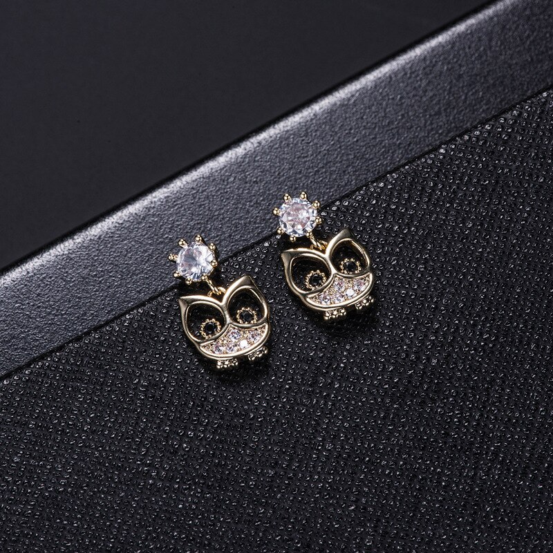 Pendientes de búho plateado para mujer y niña, aretes de novedosa de Plata de Ley 925, joyería llamativa, aretes bonitos
