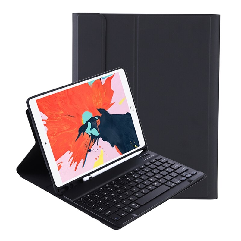 Tablet Wireless Bluetooth Keyboard Case For iPad Air4 10.9th Generation Candy Colors With Stand &amp; Pen Slot Tablet Keyboard: black