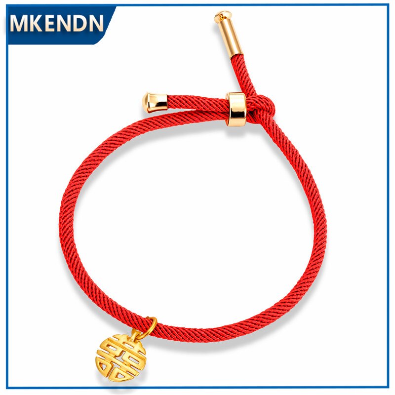 Mkendn Koppels Armbanden Redlucky Trekken Vrouwen Mannen Armband Milan Touw Chinese Dubbel Geluk Tekens Liefde Bruiloft Sieraden