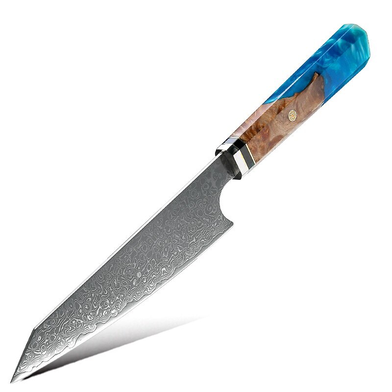 Japanese Kitchen Knives VG10 Damascus Steel Chef Cooking Tools Nakiry Utility Santoku Knife Maple Handle Red Blue Colors: utility blue