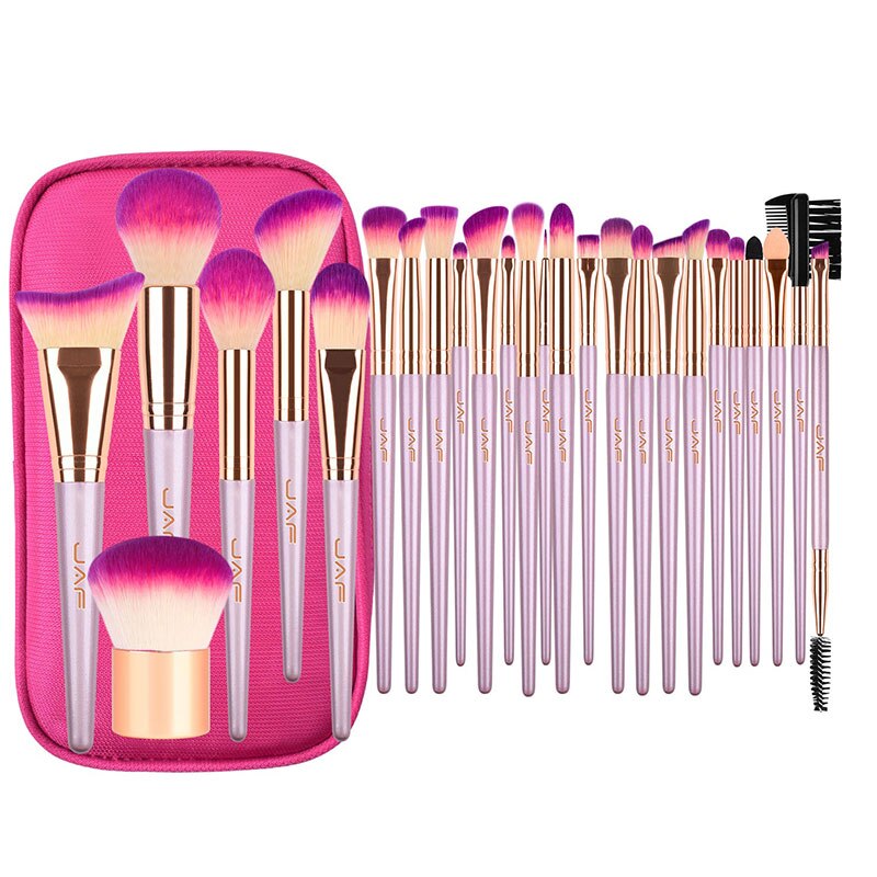 Jaf 26Pcs Gouden Make-Up Borstel Set Met Rits Case Reizen Cosmetische Tas Make Up Kwasten Professionele Studio Synthetische borstel: With Zipper Case