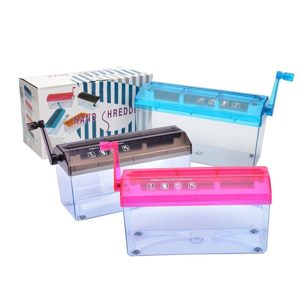 Cutting Transparent Home Office Shredder for A6, Folded A4 Paper Strip-Cut Paper, Mini Hand Crank Paper Shredder Paper