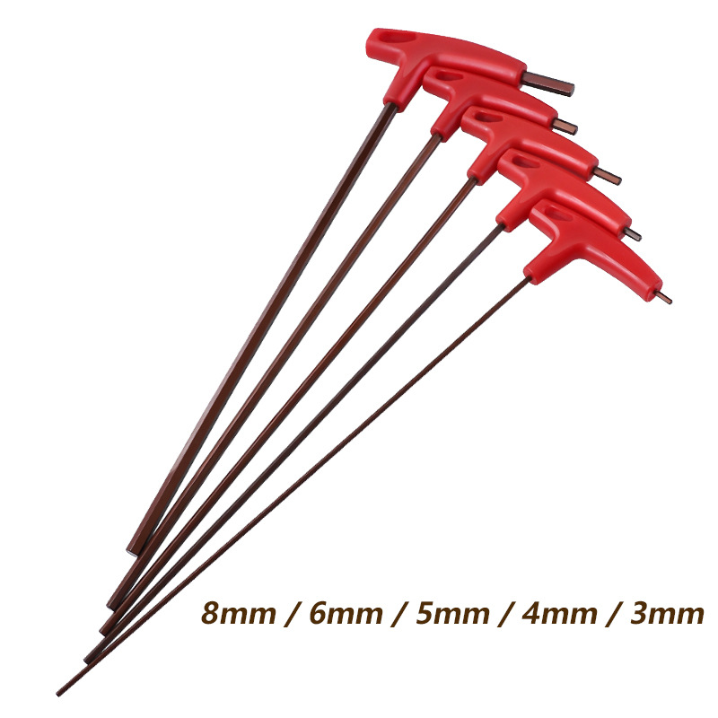 Extra lång typ sexkantnycklar set 3/4/5/6/8mm insexnycklar handverktyg sexkant set t handtag platt skiftnyckel reparationsverktyg nycklar för reparationsbil