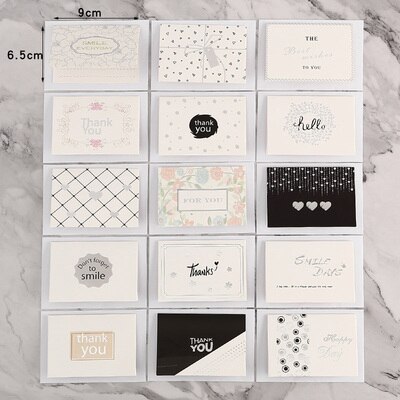 15 stk/parti mix design tak for dine bedste ønsker foldekort besked kort gør-det-selv dekoration lykønskningskort konvolut: 2