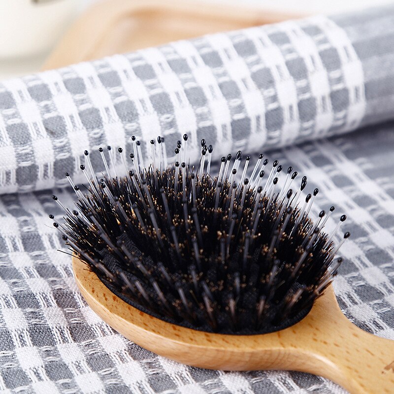 Bærbar mini hårbørste mærke træskaft naturligt ornebørste hår børste sammenfiltrede børster til hår skæg kam styling værktøjer