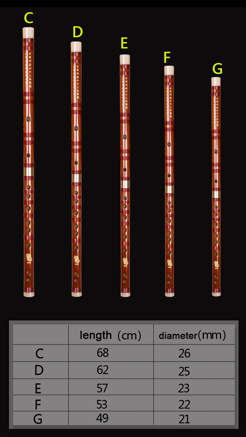 Bamboo Flute Woodwind Flutes Musical instruments C D E F G Key Chinese dizi Transversal Flauta