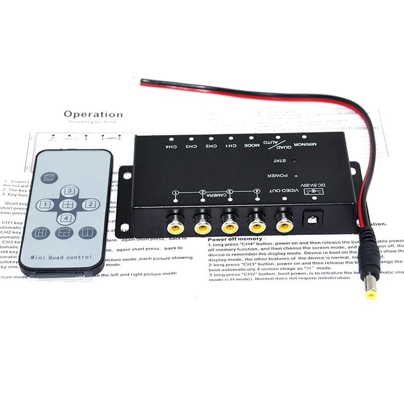 Car 4-Channel Driving Recorder Switcher Control Car Cameras IR Control Switch Combiner Box for 360° Panoramic Image
