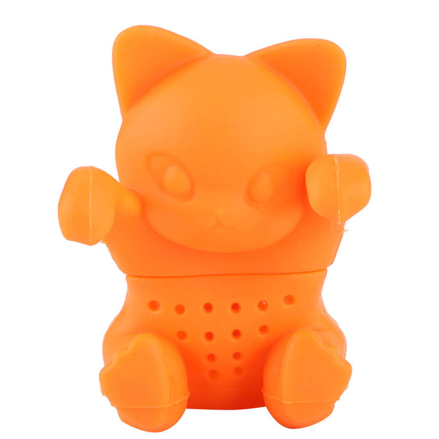 Siliconen oranje kat thee-ei herbruikbare filter diffuser theezeef kruiden losse thee bladeren schattige theefilter accessoires