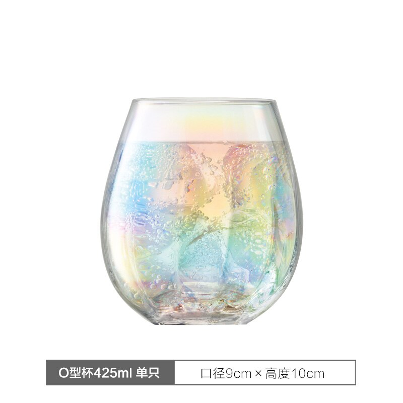 Luxury Lead free Glass cup handmade rainbow Goblet Cocktail glasses wine glass champagne glasses wedding glasses: 1pcs   425ml