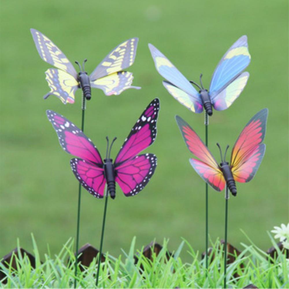 Estacas decorativas impermeáveis do jardim das estacas de butterfy das cores 10 pces misturadas para acessórios exteriores internos da decoração da casa, 4 tamanhos