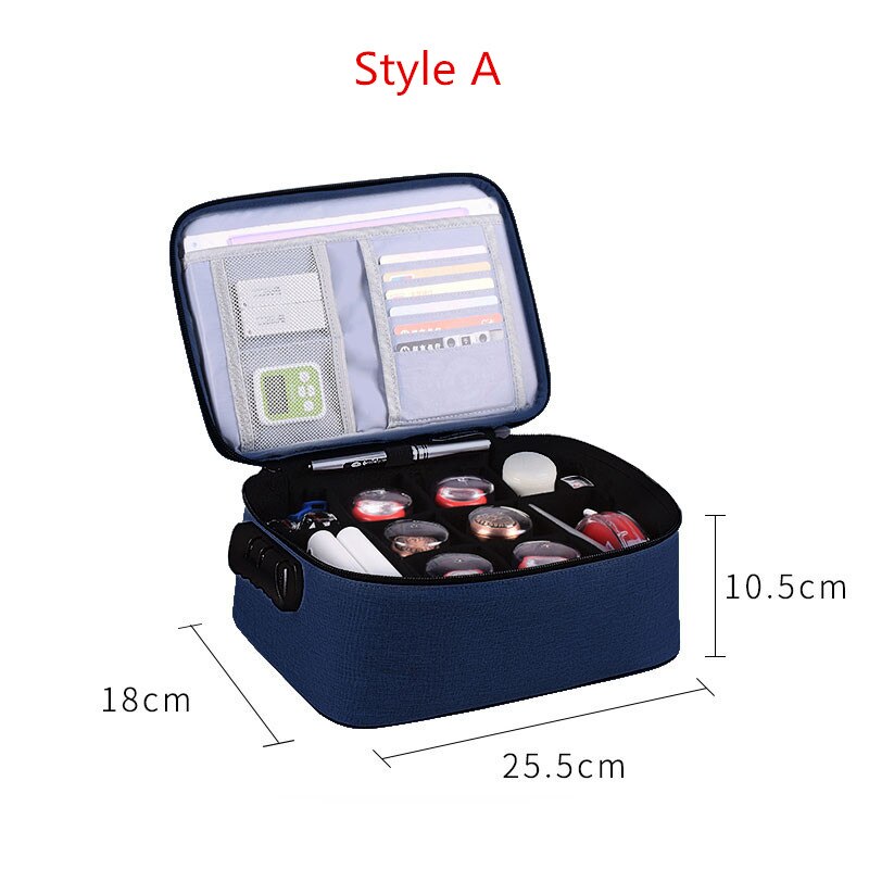 Portable Official Seal Storage Briefcase Multifunction Office Stamp Organize Bag Business Trip Code Lock Insurance Pack Supplies: Style A Blue