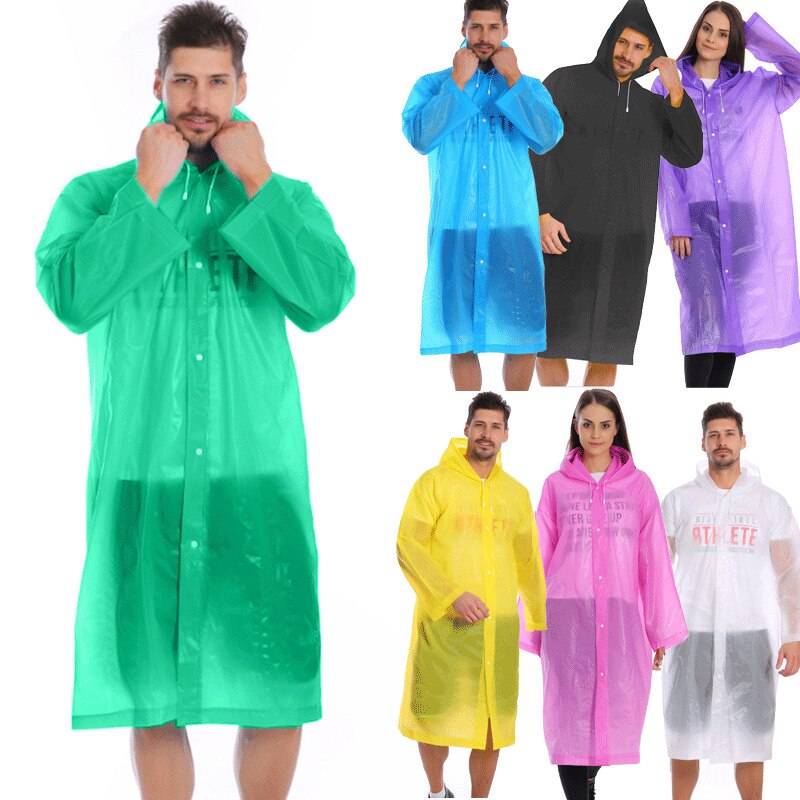 Unisex vandtæt jakke klar regnfrakke regnfrakke hætteklædte poncho regntøj mænd
