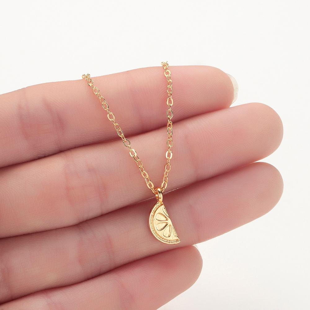 CHENGXUN Gold Gelb Zitrone Anhänger Halskette Für Frauen Solid Gold Obst Charme Halskette Sommer Schmuck Für Mädchen Kinder