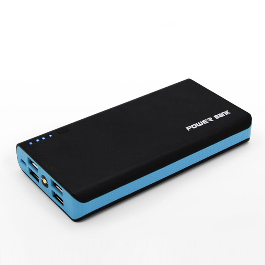 Power Bank Shell with LED Flashlight 4 USB Ports 5V 2A Power Bank Charger Case DIY Kits Powered By 6x 18650 Batteries: 3