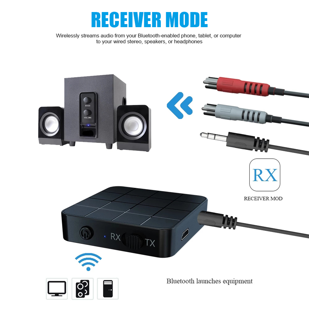 Odbiornik audio 2 w 1 Bluetooth 5.0 Nadajnik AUX RCA 3,5 mm Jack Bezprzewodowy adapter muzyczny USB Dongle do słuchawek samochodowych TV PC