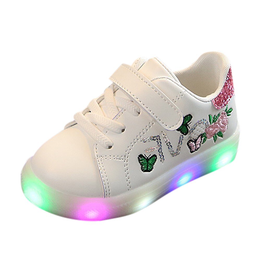 freundlicher schuhe freundlicher Baby Mädchen Jungen Squeins Blume Schmetterling LED Licht Leucht Sport Schuhe freundlicher schuhe детская обувь zapatos: Rosa / 6,5