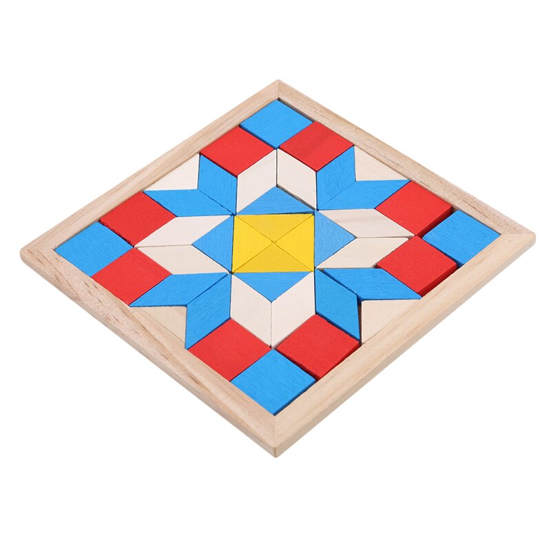 3D Houten Ruit Driehoek Puzzel Kleurrijke Vierkante IQ Spel Brain Teaser Intelligent Math Educatief Speelgoed Voor Kinderen