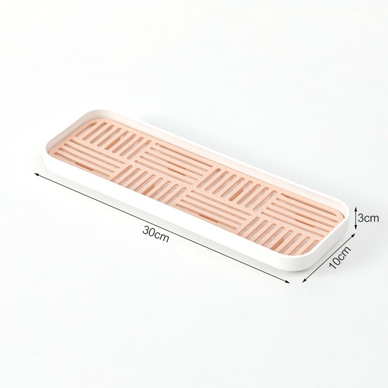 Kitchen Storage Drain Tray,Bottle Cup Bowl Cutlery Dish Drainer,Dish Drying Rack,Sponge Holder,Countertop Kitchen Sink Organizer: pink S