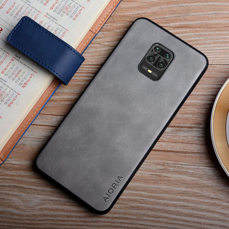 Leather Case For Xiaomi Redmi Note 9 Pro 9S 9T funda silky feel phone cover for redmi note 9 pro case: aluminum / Light Gray