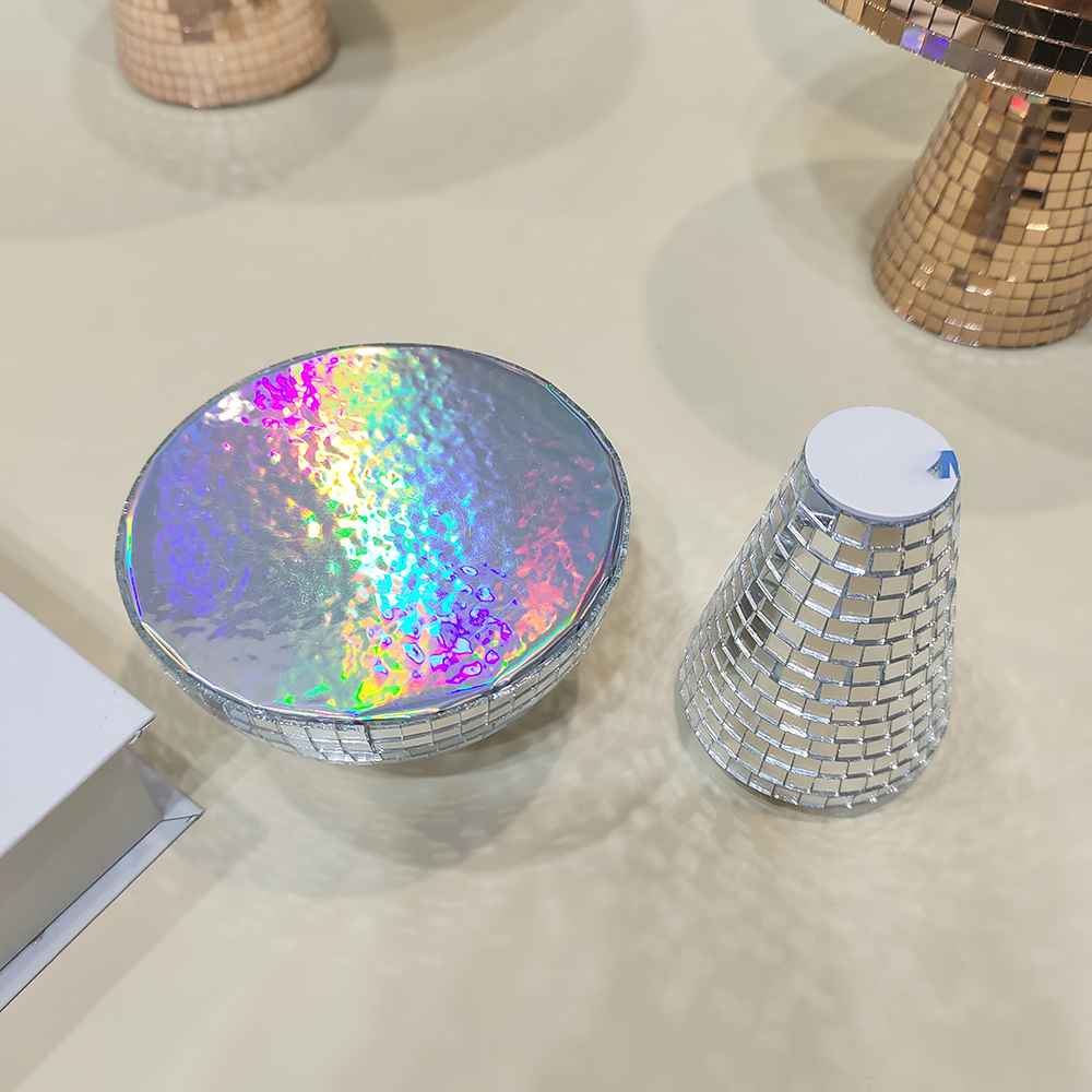 Bola de espejo de discoteca con forma de seta reflectante Retro, luz de DJ, decoración moderna para el hogar, esculturas y figuras para en casa de graduación y sala de fiestas