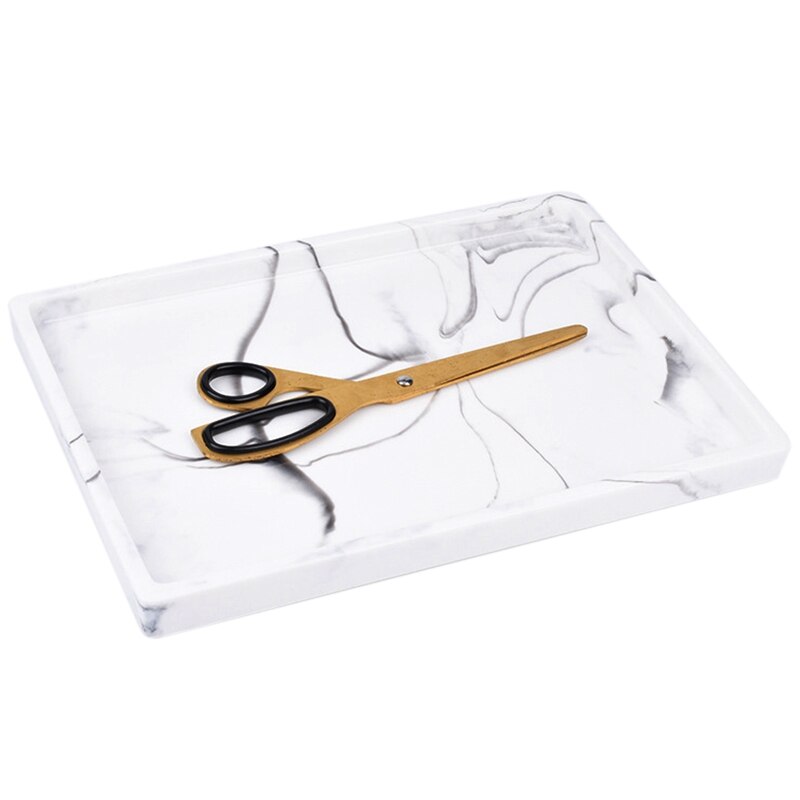 Vanity Tray, Toilet Tank Storage Tray, Resin Bathtub Tray Bathroom Tray Marble Pattern Tray, Vanity Organizer for Tissues, Candl: Default Title