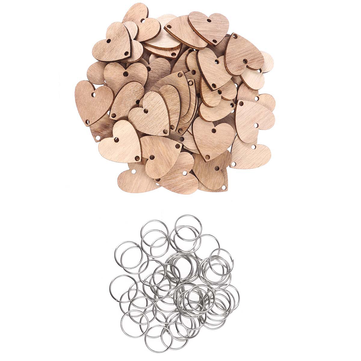 50PCS Calendar Accessories DIY Birthday Reminder Home Hanging Decor Iron Loops Heart Wooden Slices for Office Home
