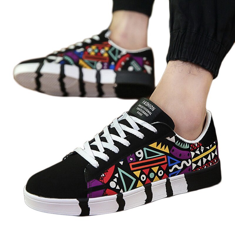Loozykit herr sneakers vår/höst herr fritidsskor canvas sneakers koreanska sport manliga studentskor: Svart / 42