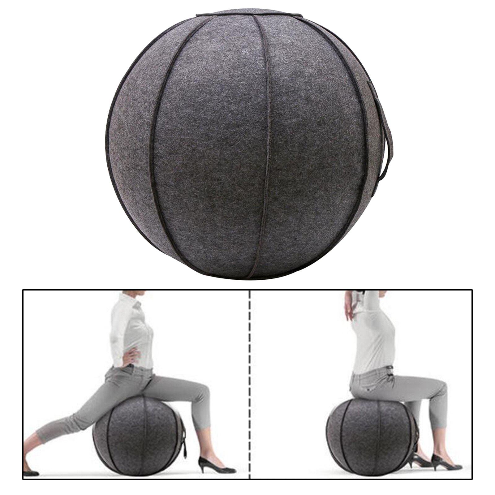 65Cm Vilt Zitten Bal Stoel Bescherming, duurzaam Self-Staande Oefening Bal Balance Pilates Yoga Ballen Huid Cover Met Handvat