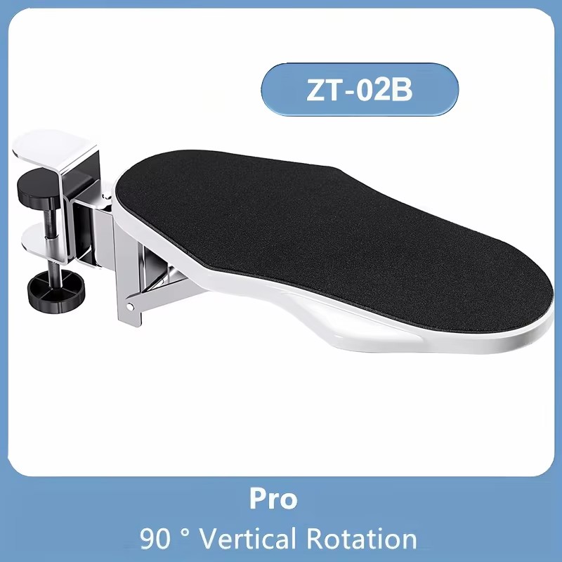 Reposabrazos de ordenador para escritorio, soporte de reposamuñecas ergonómico ajustable para teclado, extensor de reposabrazos, soporte giratorio para alfombrilla de ratón: Negro