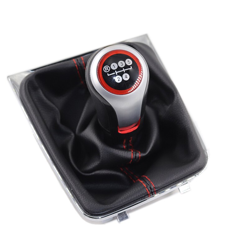 Cromado y cuero pomo de cambio de marchas para coche palanca Gaitor arranque cubierta para VW Golf 7 A7 MK7 VII GTI GTD: 5 speed set