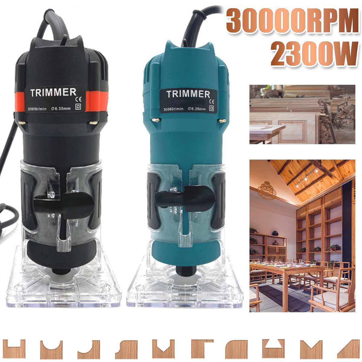 3500W Electric Laminate Edge Trimmer Mini Wood Router wood Carving Machine Carpentry Woodworking Power Tools Joiners Set