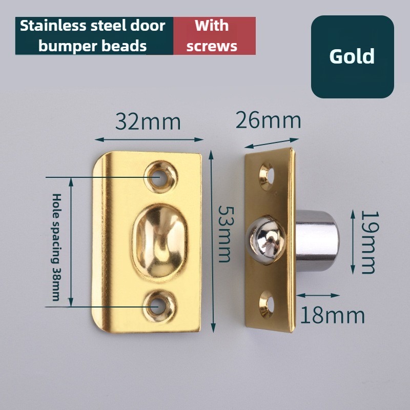 1Set Stainless steel Closet Door Ball Catch with Screw Cabinet Gate Spring Roller Ball Door Latch Set Door Stopper Furniture: Chrome