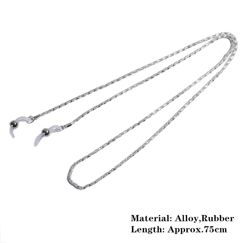 Goud zilver metalen brillenketting band brillenkettingen glazen kralen brillenkoorden koordhouder brillenkoorden: Nr. .4 -  zilver
