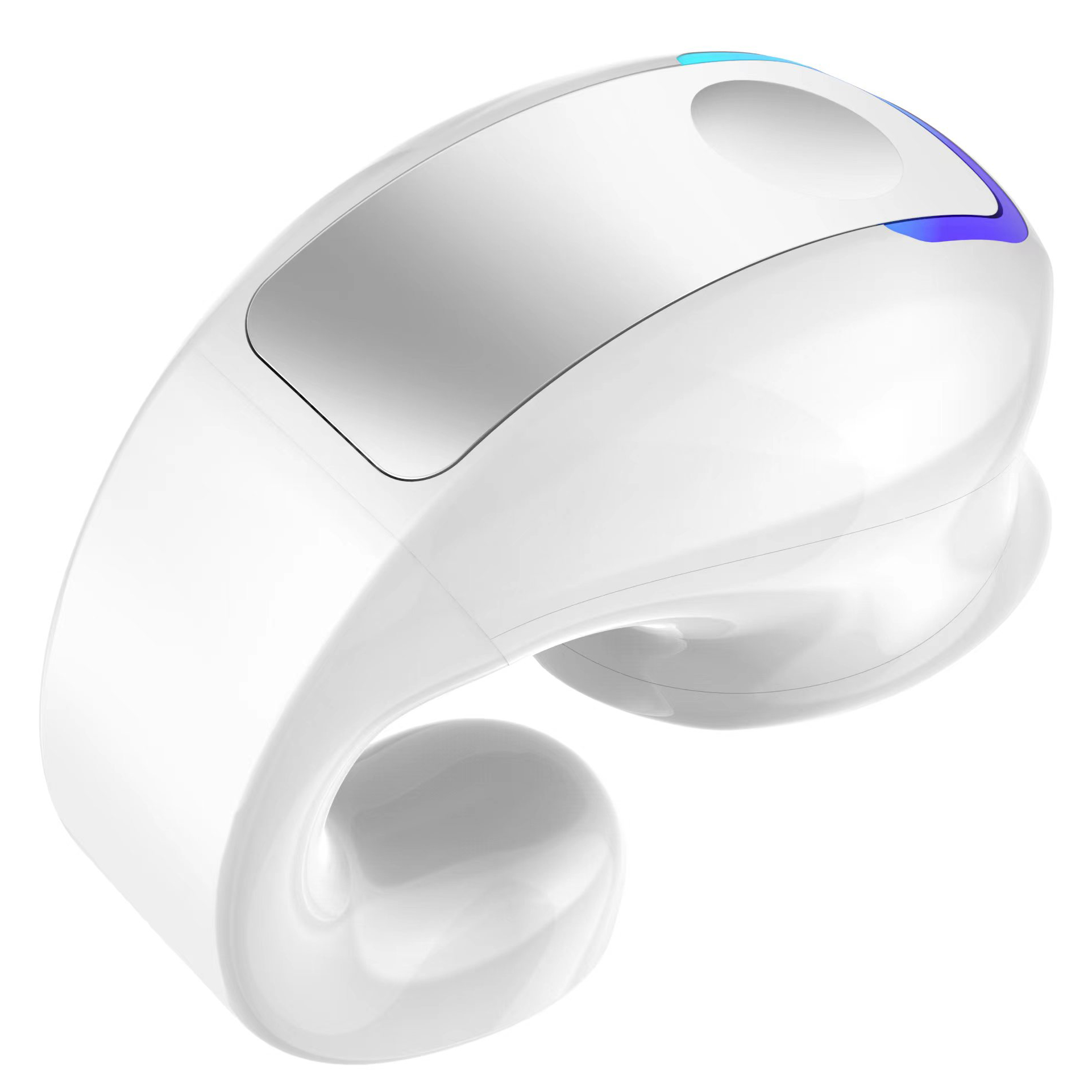 Bezprzewodowy zestaw słuchawkowy Bluetooth z przewodnictwem kostnym 5.3 Rozmawiający zestaw słuchawkowy z klipsem Długotrwałe noszenie bez bólu Bardzo długa żywotność baterii: WHITE