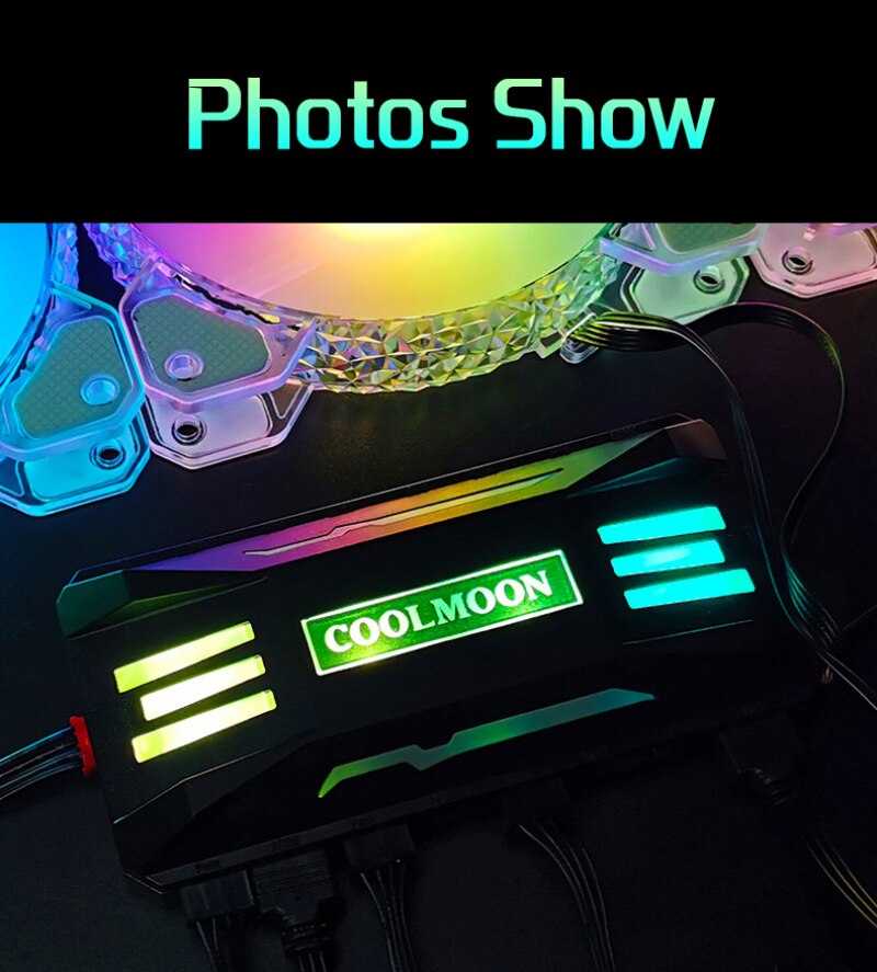 Cooling Fan P-ARGB Controller 4Pin PWM 5V 3Pin ARGB Smart Intelligent Remote Control Chassis Fan Hub For PC Case Heat Sink