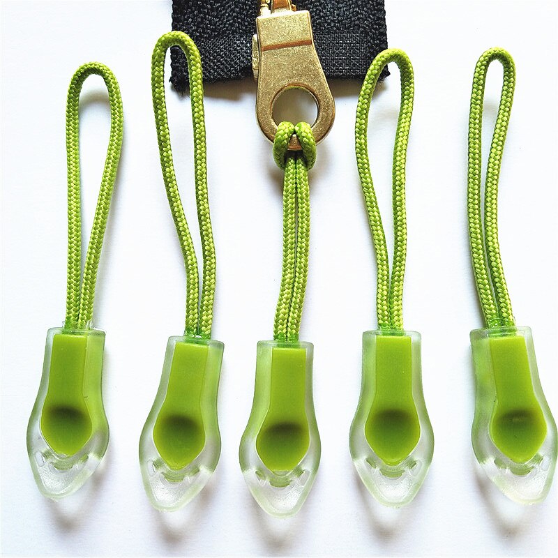 50Pcs Backpack Zipper Transparent Pull Cord Zip Fastener Zip Slider: 50pcs Green