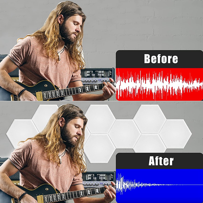 12 Pack Hexagon Acoustic Panels Beveled Edge Sound Proof Foam Panels,Sound Proofing Padding for Wall Decor,Studio&amp;Office
