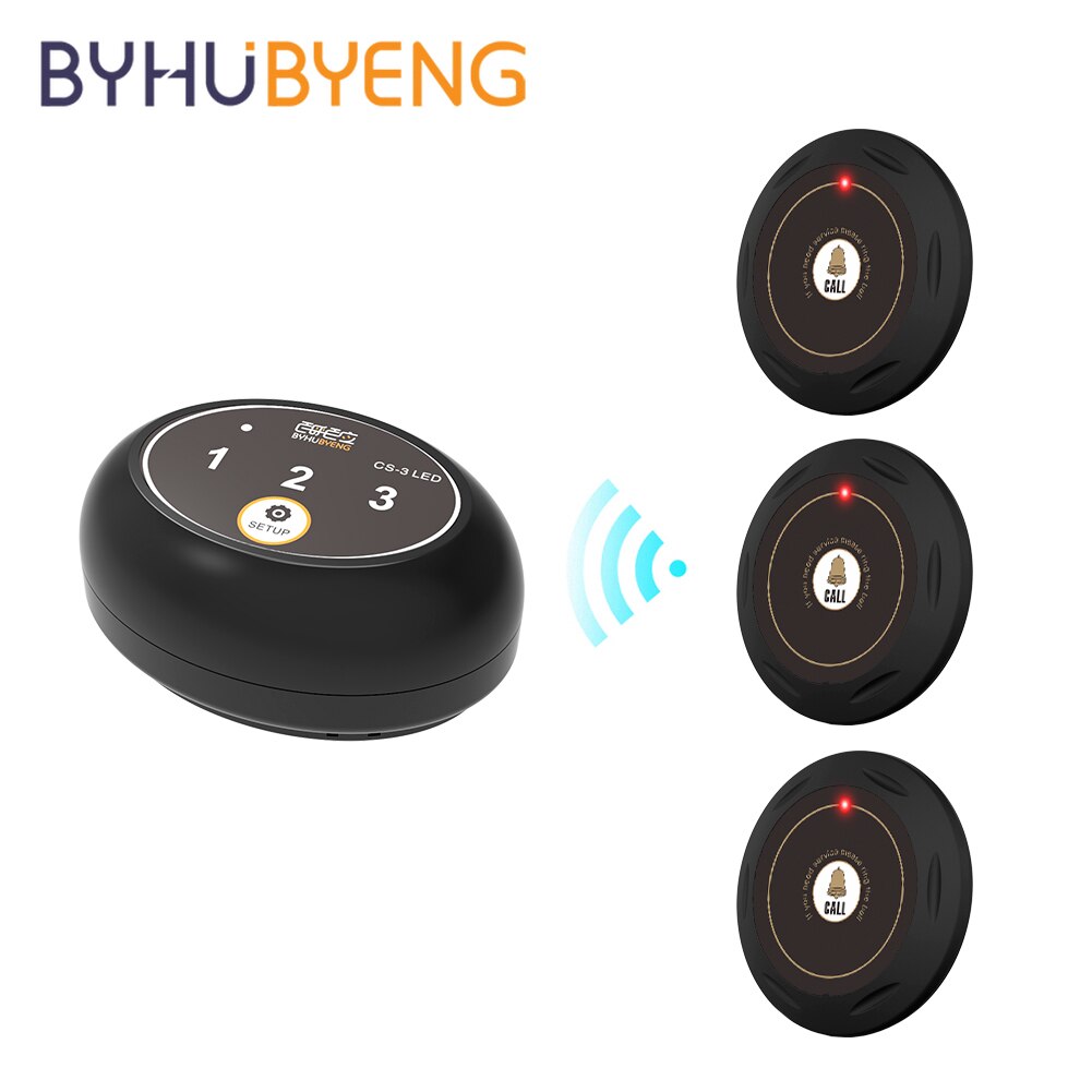 BYHUBYENG Wireless Office 3 Call 1 Call Buzzer Home Alarm System Transmitter Emergency Button Waiter Calling Caregiver Pager: JP